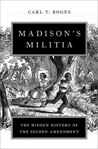 Book cover of madison's Militia - shows slaves on the run followed by Militia