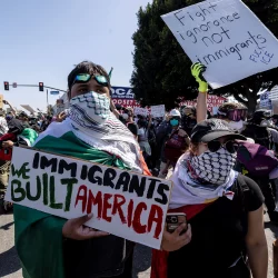 DownTown LA protest again ICE. People resisting ICE policing of immigrants on the streets of LA.